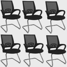 Kit 6 Cadeiras de Escritório Interlocutor Tela Mesh Santiago
