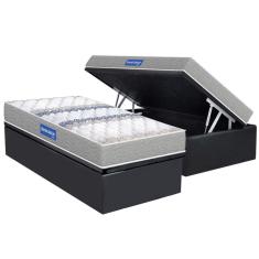 Conjunto Box Baú Solteiro: Colchão Espuma Probel D45 Guarda Costas Double Face Gray + Base crc Suede Gray(88x188)