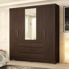 Guarda-roupa Casal 4 Portas Touch Móveis Cádis Café