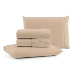 Jogo De Lençol Queen Mirante 4 Peças - Avelã - 100% Algodão