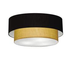 Plafon Duplo Cilíndrico Vivare Md-3065 Cúpula Em Tecido 80x70cm - Bivolt Preto-palha 127/220v