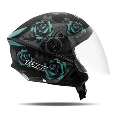 CAPACETE ABERTO PRO TORK NEW LIBERTY 3 FLOWERS BRILHANTE AZUL - PRETO TAM. 56