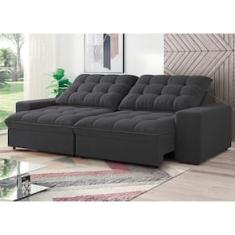 Sofá 4 Lugares Linoforte Benetton com Assento Retrátil, Encosto Reclinável e Revestido em Tecido Suede - 229cm de Largura
