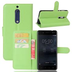 NOKIA 5 Capa tipo carteira, carteira flip de couro PU premium com compartimento para cartão, suporte e fecho magnético [capa interna à prova de choque de TPU] Compatível com NOKIA 5
