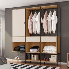 guarda-roupa closet modulado maverick 1 pt 3 gv carvalho e off white 168 cm