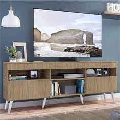 Rack Tv 65" com Pés Retrô e 2 Portas Paris Multimóveis Rustic/branco