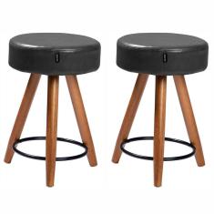 Kit 2 Bancos/Banquetas Estofadas Baixas Confortáveis Sala Cozinha Pés Palito Paris 50 cm