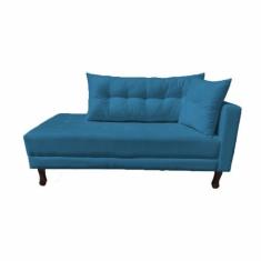 Divã Recamier Troya 1,60 Cm Lado Direito Suede Azul Marinho - Neros In