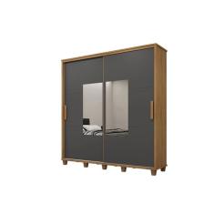 Guarda-Roupa Monte Carlo C/Espelho Cinamomo/Grafite – RV Móveis