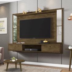 Painel Para Tv Até 60 Polegadas Com Espelho 2 Portas Ametista Móveis Bechara Madeira Rústica