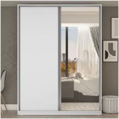 Guarda Roupa 2 Portas De Correr Com Espelho 3 Gavetas Belluno Rr Móveis Branco
