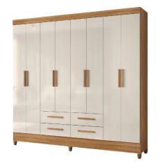 Guarda Roupas Casal 8 Portas 4 Gavetas Freijó/Off White Flórida Moval