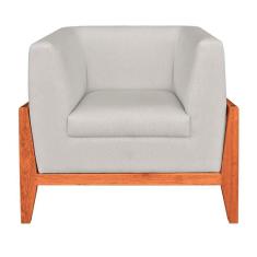 Poltrona Lucy Linho Bege A19 Base Madeira Castanho D´rossi