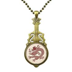 DIYthinker Colar de retrato de animal de dragão chinês, joia antiga com pingente de música