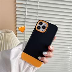 Adequado para capa de celular de cor dupla 13promax, laranja, para iPhone14 plus