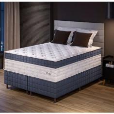 Cama Box Queen 158x198x78 com Colchão Molas Ensacadas Duplo Molejo Chile Yescasa Azul