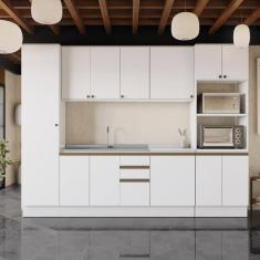 Cozinha Modulada Celeste Kappesberg 100% Mdf Branco 300cm