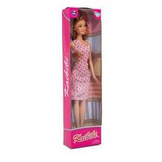 Boneca Kaibibi Cabelo Castanho Vestido Rosa com Bolinha BLD347 - Kaibibi