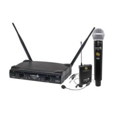 Microfone Sem Fio Duplo Lyco UH-08MHLI Mão Headset Lapela Instrumento
