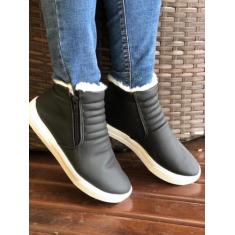 Tenis Botinha Feminino Inverno Forrada Peluciada - Charm Calçados, 36,