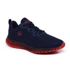 Tenis Academia Masculino Super Leve Confortavel Azul E Vermelho-Masculino