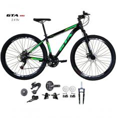 Bicicleta Aro 29 Gta Start Kit 2x9 Gta Sunrun Freio Disco K7 11/36 Pedivela 24/38d Garfo Com Trava - Preto/verde Tam.21