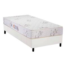 Cama Box Solteiro: Colchão Espuma Luckspuma D45 Gran Luck + Base Crc Courano White(88X188)