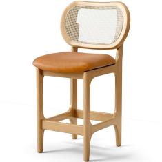 Banqueta Baixa Bar Cozinha Sala De Jantar Betta L02 Mel Tela Couríssimo Whisky - Lyam Decor