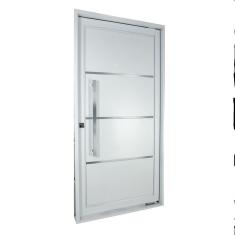 Porta De Aço Pivotante Social 217x105cm Com Friso Ideal Crv Esquadrias Branco