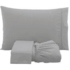 Jogo De Lençol Solteiro Percal 200 Fios 3 Peças - Cinza