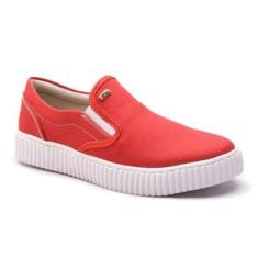 Tênis Slip On Casual Feminino Lona Elástico Calce Fácil-Feminino