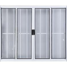 Vitro de Alumínio 4 Folhas 1,20 X 2,00 Com Grade Cor Branco Linha All Modular