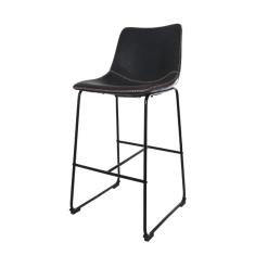 Banqueta Alta Estofada Com Encosto Alto Preto Vintage