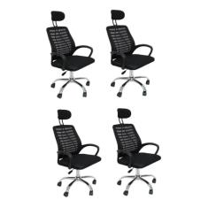 Conjunto 4 Cadeiras Office Diretor com Encosto e Rodízios Cádis Preto