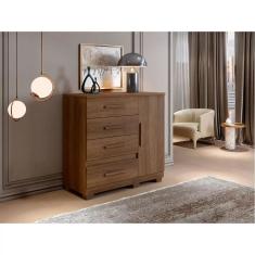 Cômoda New Florença com 1 Porta e 4 Gavetas - Benetil - Imbuia