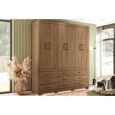 Guarda Roupa Solteiro 6 Portas e 9 Gavetas c/ Pés Star 6.9 Jatoba - Santos Andirá