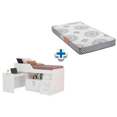 Colchão Pérola Polar + Cama Multifunção Bianca II Branco