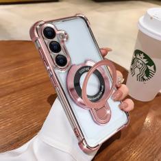 Uioeua Capa compatível com Samsung Galaxy S24 Magsafe, suporte de anel magnético com proteção contra quedas de grau militar para capa de silicone com quatro cantos à prova de choque para Samsung