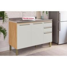 Balcão de Cozinha p/Pia Nápoli Prime 3 Portas e 2 Gavetas s/Tampo 120c