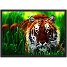 Quadro Decorativo Animais Tigre Abstrato Decoração Com Moldura - Vital