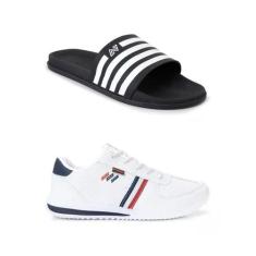 Kit Tênis Branco Enfermagem Medico Masculino Chinelo Sandália Slide - 