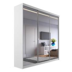 Guarda-Roupa Casal com 3 Espelhos Genebra 3 PT 4 GV Branco - Modern