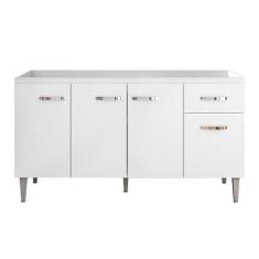 Balcão Gabriela De Pia 150Cm Sem Tampo 4 Portas Branco - AJL MÓVEIS