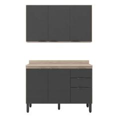 Cozinha Modulada Firenze Fi0010 Avena Grafito - Demóbile