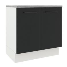 Balcão Madesa Agata 80cm 2 Portas Branco Preto