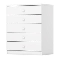 Cômoda Infantil Bala de Menta 5 Gavetas Branco - Henn
