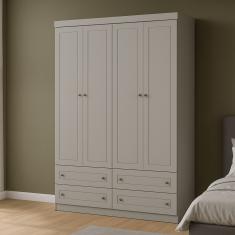 Guarda Roupa Solteiro 4 Portas 4 Gavetas Americano Henn - Cinza