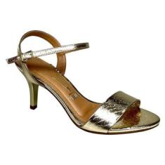 Sandália Vizzano Salto Fino Metalizada Feminina-Feminino