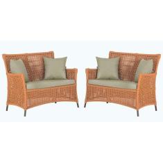 2 Sofás Área Externa Igapó Alumínio Pintura Marrom Corda Náutica Estof