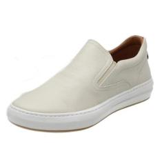 Tenis Slip On Couro Casual Calce Facil Palmilha Gel Anti-Impacto Solado Borracha Macio-Masculino